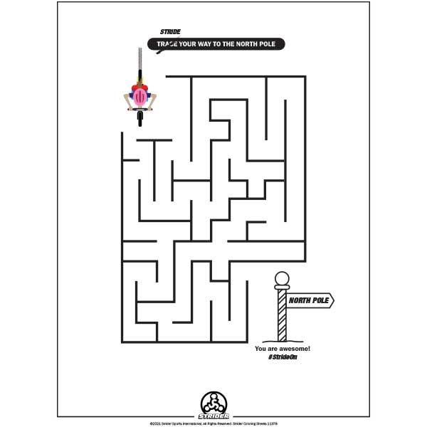 Strider holiday maze coloring sheet preview