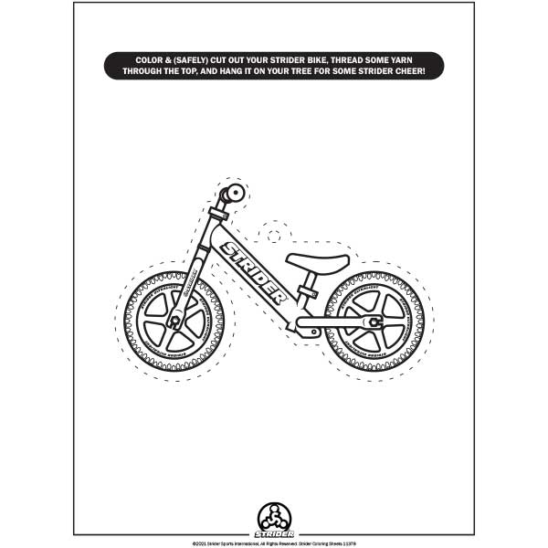 Strider bike ornament coloring sheet preview