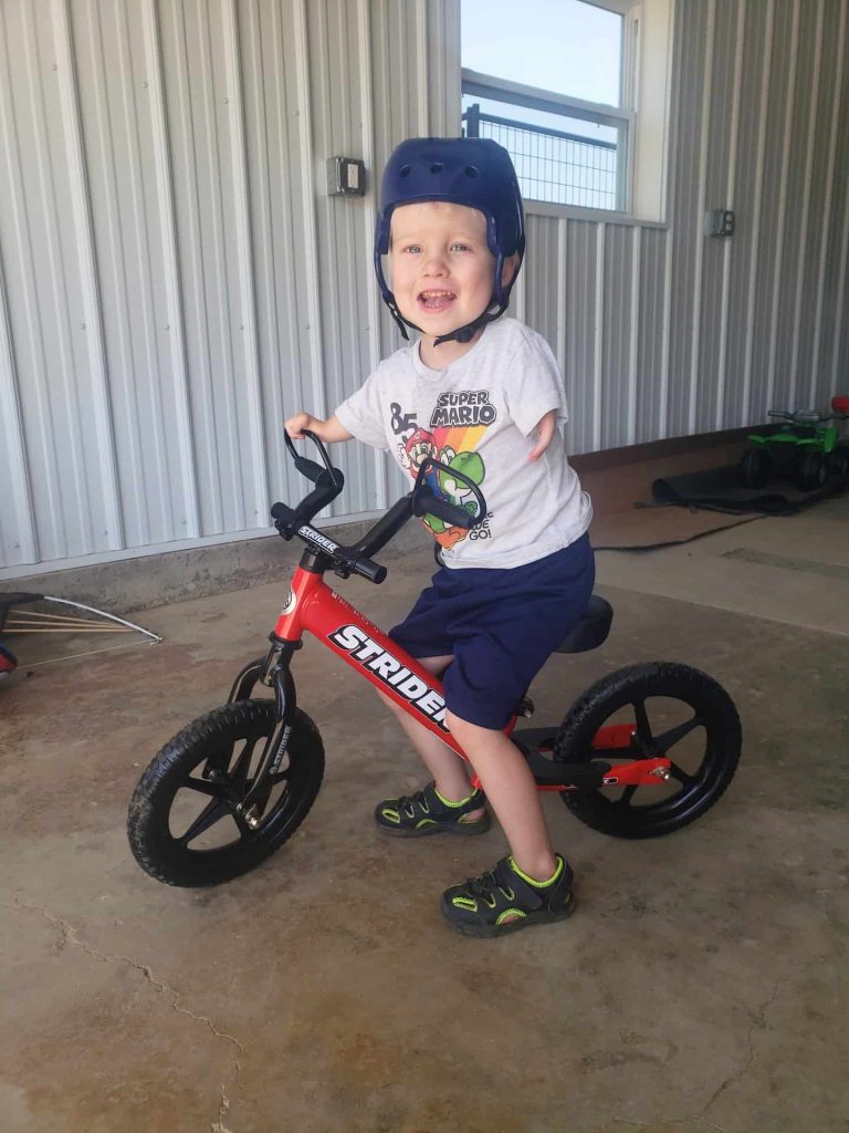 Tabor on his Adaptive Strider Bike